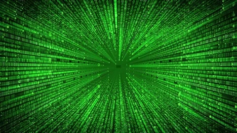 Tunnel with blinking matrix style binary code Stock Footage 314200031