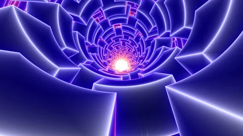 Tunnel of Blocks Falling to Central Burning Put Stock Footage 143899224