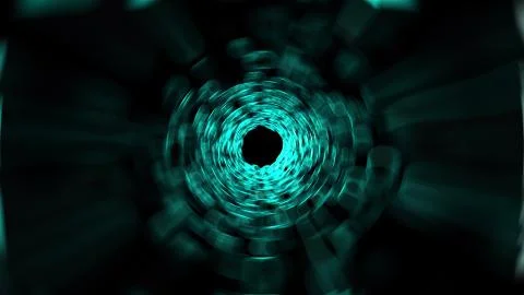 Tunnel with blur luminous spots, computer generated. 3d render abstract Stock Illustration