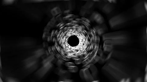 Tunnel with blur luminous spots, computer generated. 3d render abstract Stock Illustration
