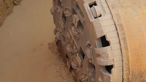 Tunnel Boring Machine at a construction site in the water Stock Footage 263716646