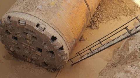 Tunnel Boring Machine at a construction site in the water Stock Footage 263716768