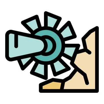 Tunnel boring machine excavating and creating cracks in rock formation Stock Illustration
