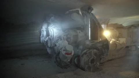 Tunnel Boring Machine working drilling mining underground Stock Footage 147237274