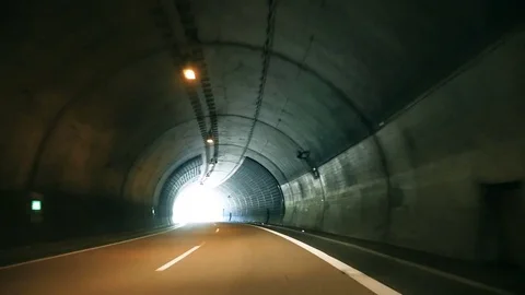Tunnel car drive Stock Footage 75078097
