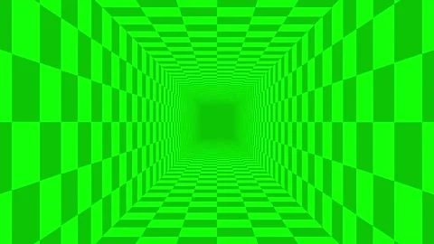 Tunnel checkerboard pattern green Stock Footage 198861700