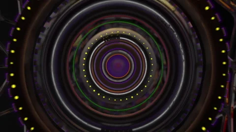 Tunnel circle elements 3D technology UI Sci Fi pattern camera lens emitting Stock Footage 267151289