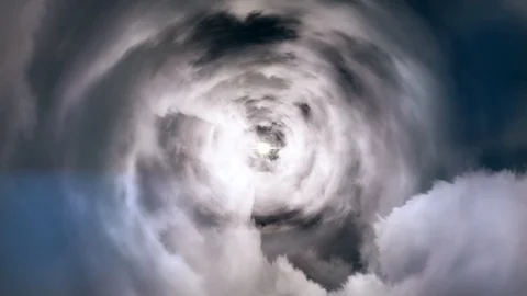 Tunnel from clouds leading to heaven. Animation of passing through cloudy tunnel 库存影片 104812950