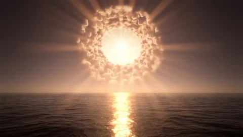 Tunnel in the clouds over the sea Stock Footage 117195251