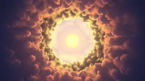 Tunnel in the clouds sunset Stockillustratie