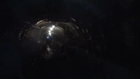 Tunnel of the coal mine in perspective Stock Footage