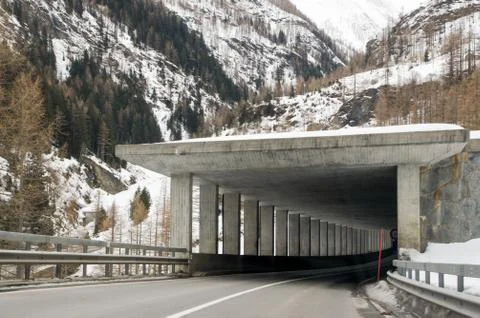 Tunnel on the columns. Stock Photos