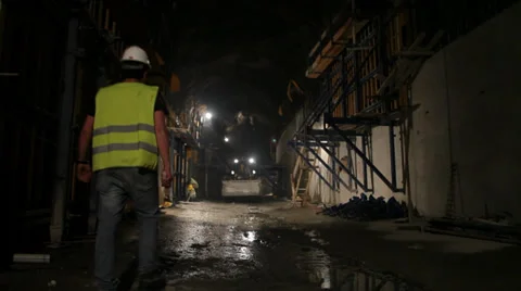 Tunnel Construction Stock Footage 34989129