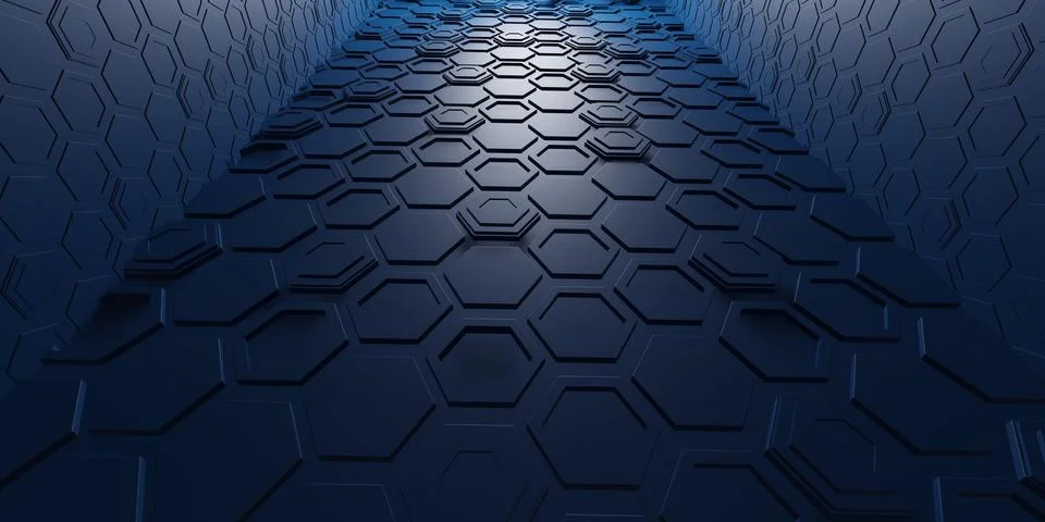 Tunnel corridor hexagon texture technology modern futuristic science fictio.. Stock Illustration
