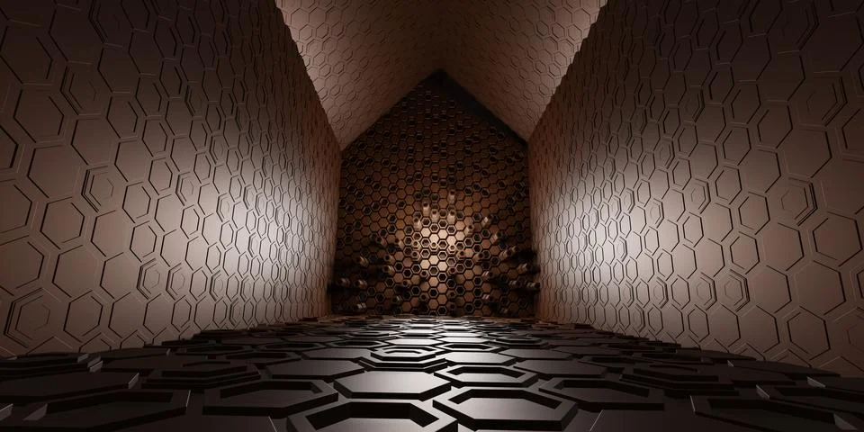 Tunnel corridor hexagon texture technology modern futuristic science fictio.. Stock Illustration