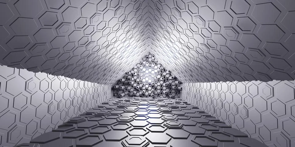 Tunnel corridor hexagon texture technology modern futuristic science fictio.. Stock Illustration