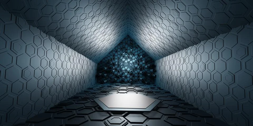 Tunnel corridor hexagon texture technology modern futuristic science fictio.. Stock Illustration