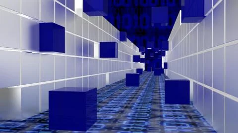 Tunnel of cubes big data concept Illustrazione stock