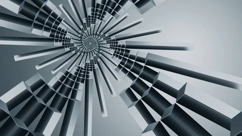 Tunnel cubes. Seamless loop video. Silver metal construction Video stock 123659032