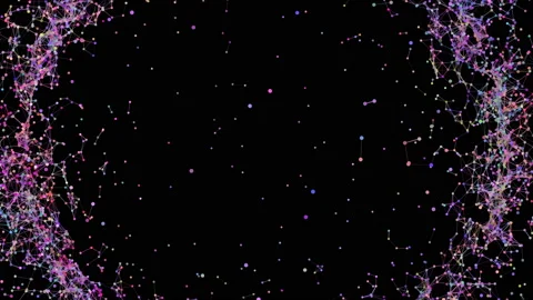 Tunnel on a dark background. Technological points connected by lines. Digital Stock Footage 118981693