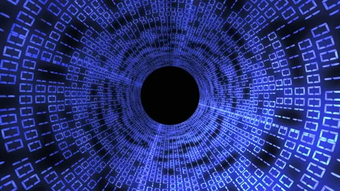 A tunnel depicting data travelling in form of binary. Apt for technology Stock Footage 168044978