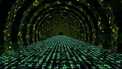 Tunnel with digital floor Stock Footage 155026663