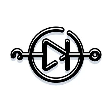 Tunnel diode schematic symbol for electronics engineering Ilustração Stock