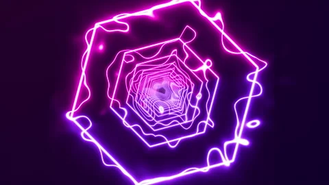Tunnel dynamic lines of neon light purple abstract geometric shape abstract Stock Footage 277557691