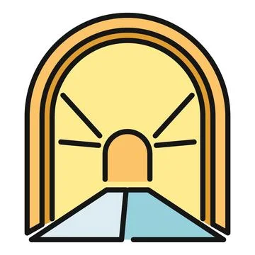 Tunnel entrance path going to light icon Stock Illustration