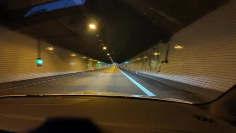 Tunnel Entry and Exit View German Autobahn Stock Footage 344963552