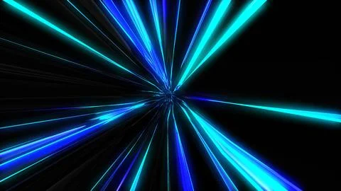 A tunnel flying at the speed of light from multi-colored blue and white movin Stock Illustration