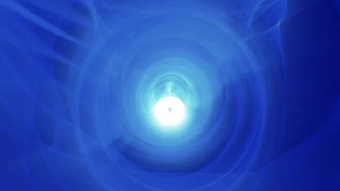 A tunnel flying at the speed of light from multi-colored blue and white movin Illustrazione stock