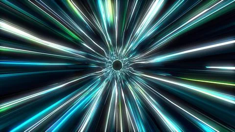 A tunnel flying at the speed of light from multi-colored blue and white movin 스톡 일러스트