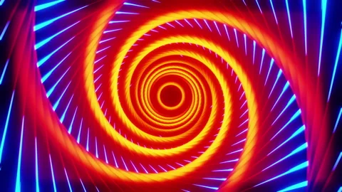 Tunnel in the form of an orange vortex with blue stripes. Looped animation 動画素材 200413035