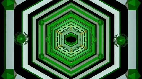 Tunnel Geometric Hexagons green Vídeos de archivo 52199337