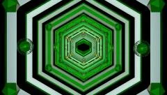 Tunnel Geometric Hexagons green Stock Footage