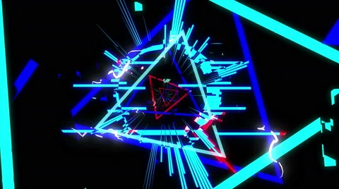 The Tunnel Of Glowing Triangles Stock Footage 65343982