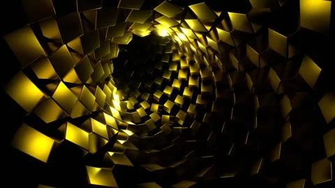 Tunnel with Gold Cubes Background VJ Loop in 4K Stock Footage 264501932