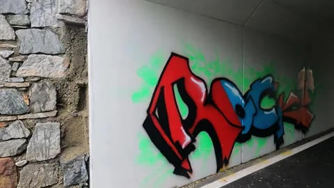 Tunnel with graffiti Vídeo Stock 242114729