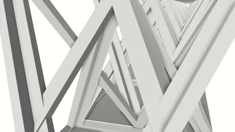 Tunnel from the gray pyramids moves. 3D rendering Stock Footage 94831060
