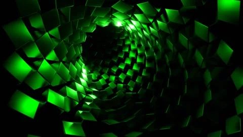 Tunnel with Green Cubes Background VJ Loop in 4K Stock Footage 264501928