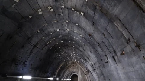 Tunnel inside underground concentration camp B8 Bergkristall Stock Footage 147024825