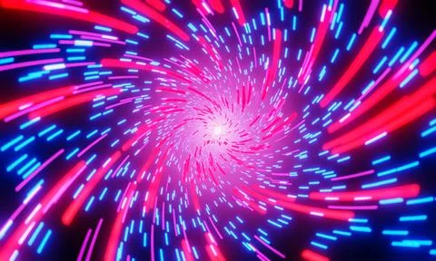The tunnel of light is characterized by hyperspace, multicolored, towards t.. Illustrazione stock