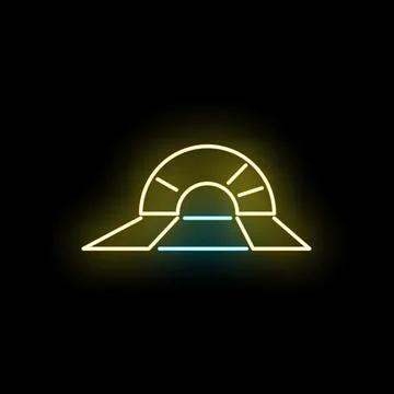 Tunnel with light at end neon glowing outline Stock Illustration