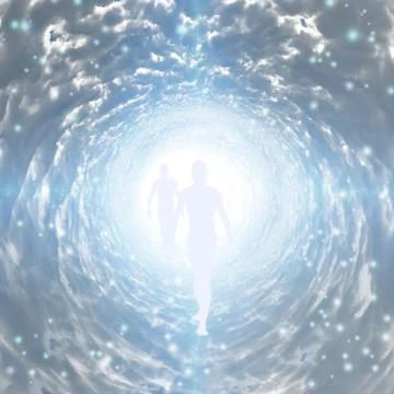 Tunnel of light with figure Stock Illustration