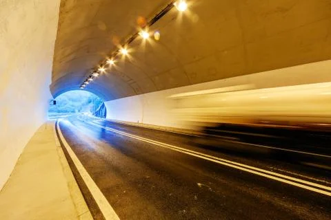 Tunnel with lights Foto stock