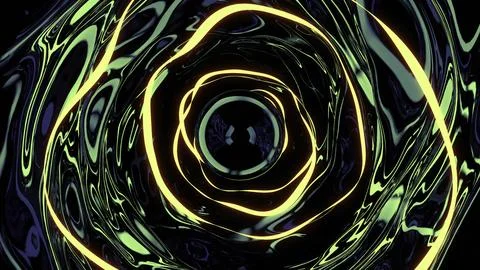 Tunnel with liquid walls and reflection. Design. Liquid mirror 3d tunnel with Stock Illustration