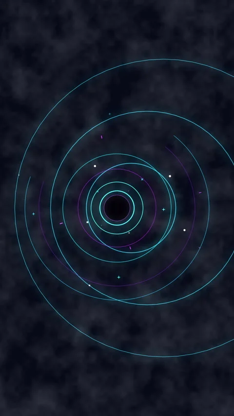 Tunnel loop animation with neon concentric circles and dark background Stock Footage 347064963