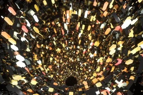 Tunnel made of blocks, technology background, 3d rendering. Stock Illustration