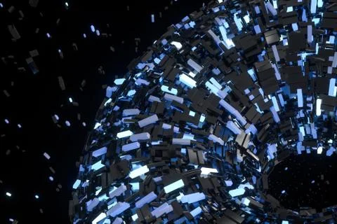 Tunnel made of blocks, technology background, 3d rendering. Stock Illustration